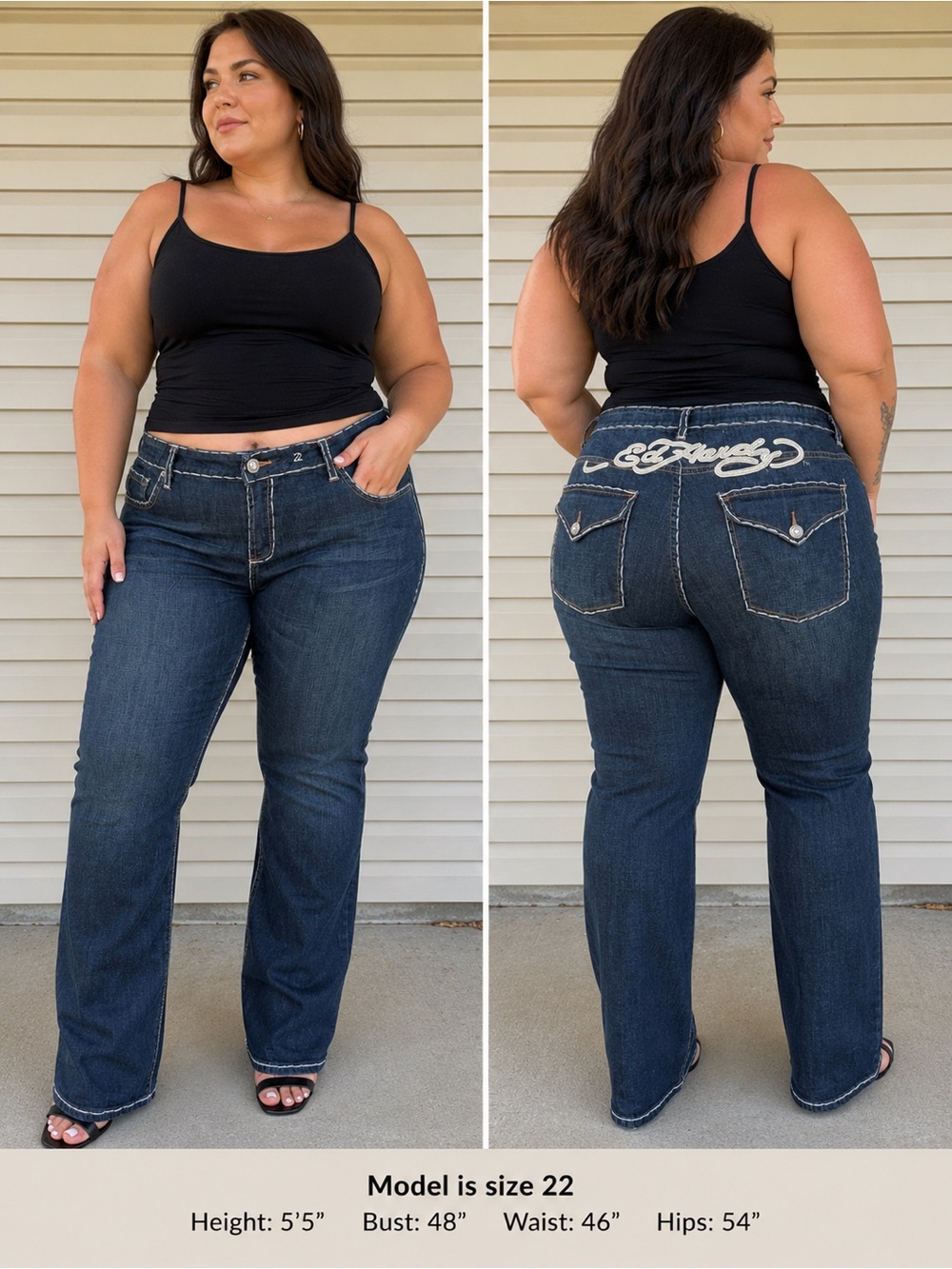 Ed Hardy Christian Audigier Bootcut Jeans Womens 22 Blue Jeans Y2K Stretch